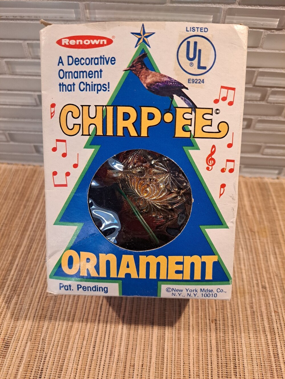 Vtg Renown CHIRP-EE Christmas Ornament in Box WORKS Chirps Bird Sounds 70'S